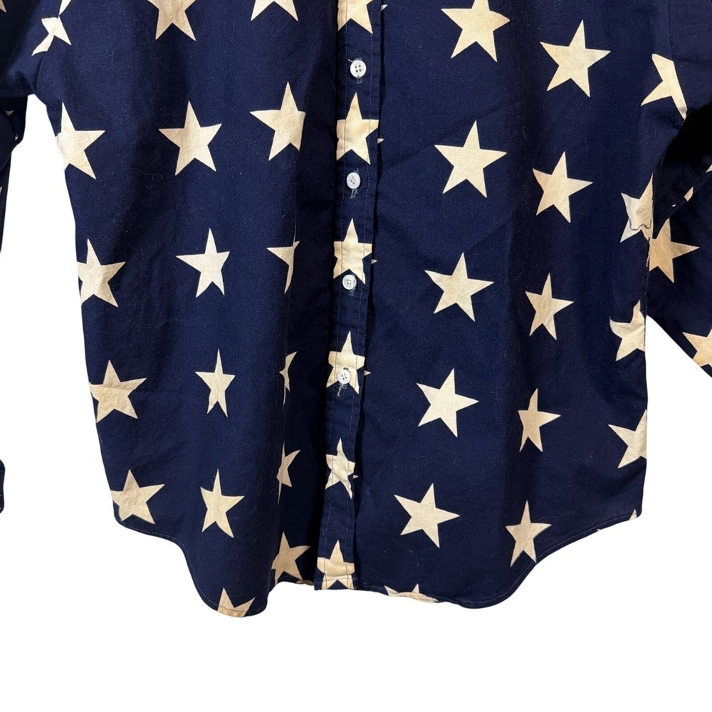 Brooks & Dunn Button Down Shirt Women Large Navy Blue Star Print Western 90s USA - Picture 7 of 11